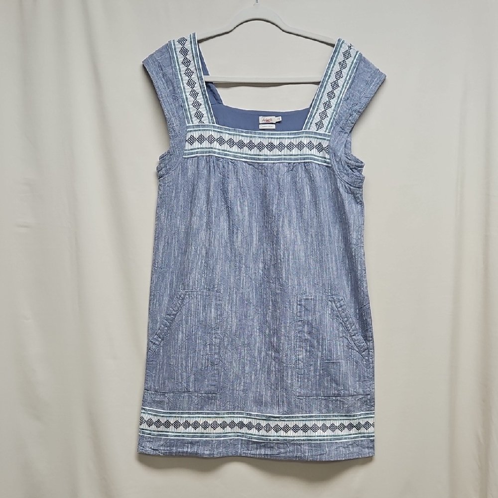 Faherty Organic Cotton Shift Dress Medium Blue Coastal Cottagecore